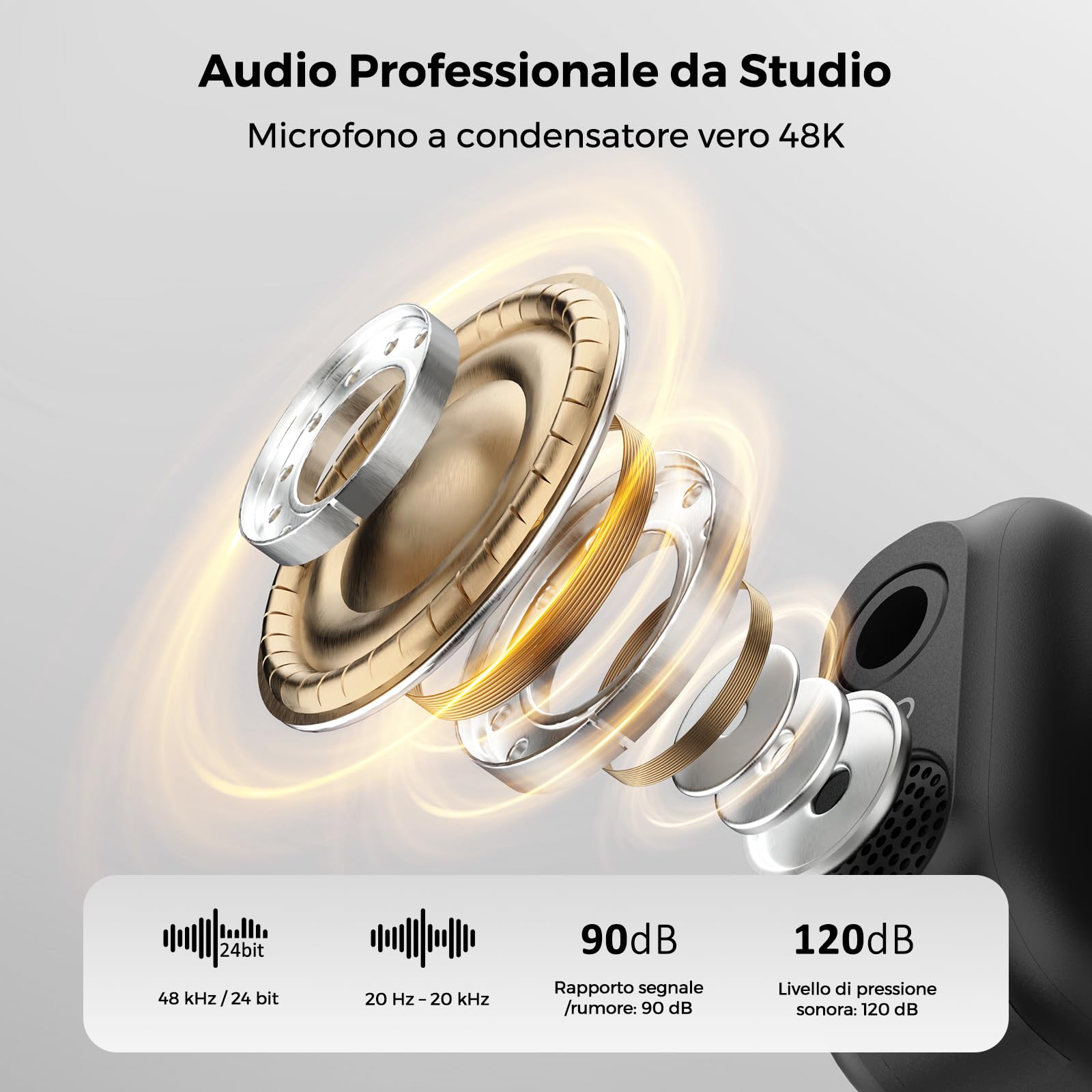AWM28T Microphone Cravate Sans Fil pour iPhone/Android/Appareil Photo/PC | Micro-Cravate Sans Fil avec Mono/Stéréo, Piste de Sécurité, Réduction du Bruit IA, 48 kHz/24 bits, 54 h, Portée 100 m