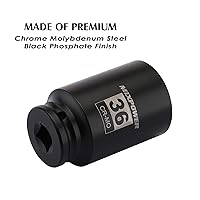 Vista 4 de MIXPOWER Juego de llaves de impacto profundo de 1/2 pulgada, CR-MO, 36 mm, métrico, 6 puntos, tuerca de eje de grado de impacto para fácil remoción