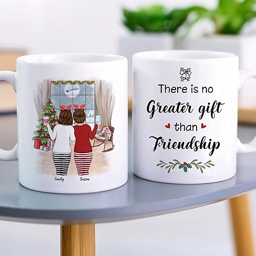 Miniatura 39 de Gossby Taza de café de Navidad personalizada para amigas, regalos de amistad personalizados para mujeres con diseño, nombre, regalo de mujer para 3