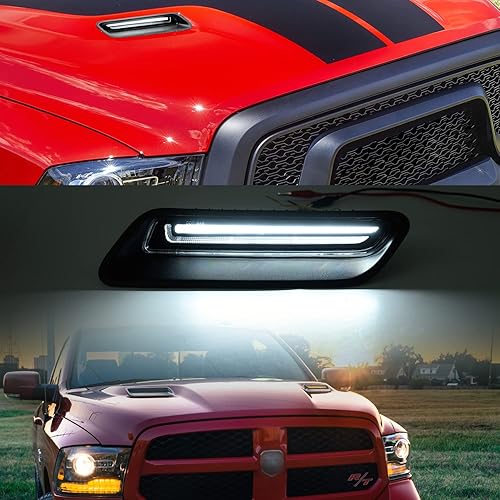 Miniatura 4 de NSLUMO Kit de barra de luz LED para campana de ventilación compatible con RAM 1500 Sport Hood Switchback 2010-2022 Lámpara de conducción DRL blanca