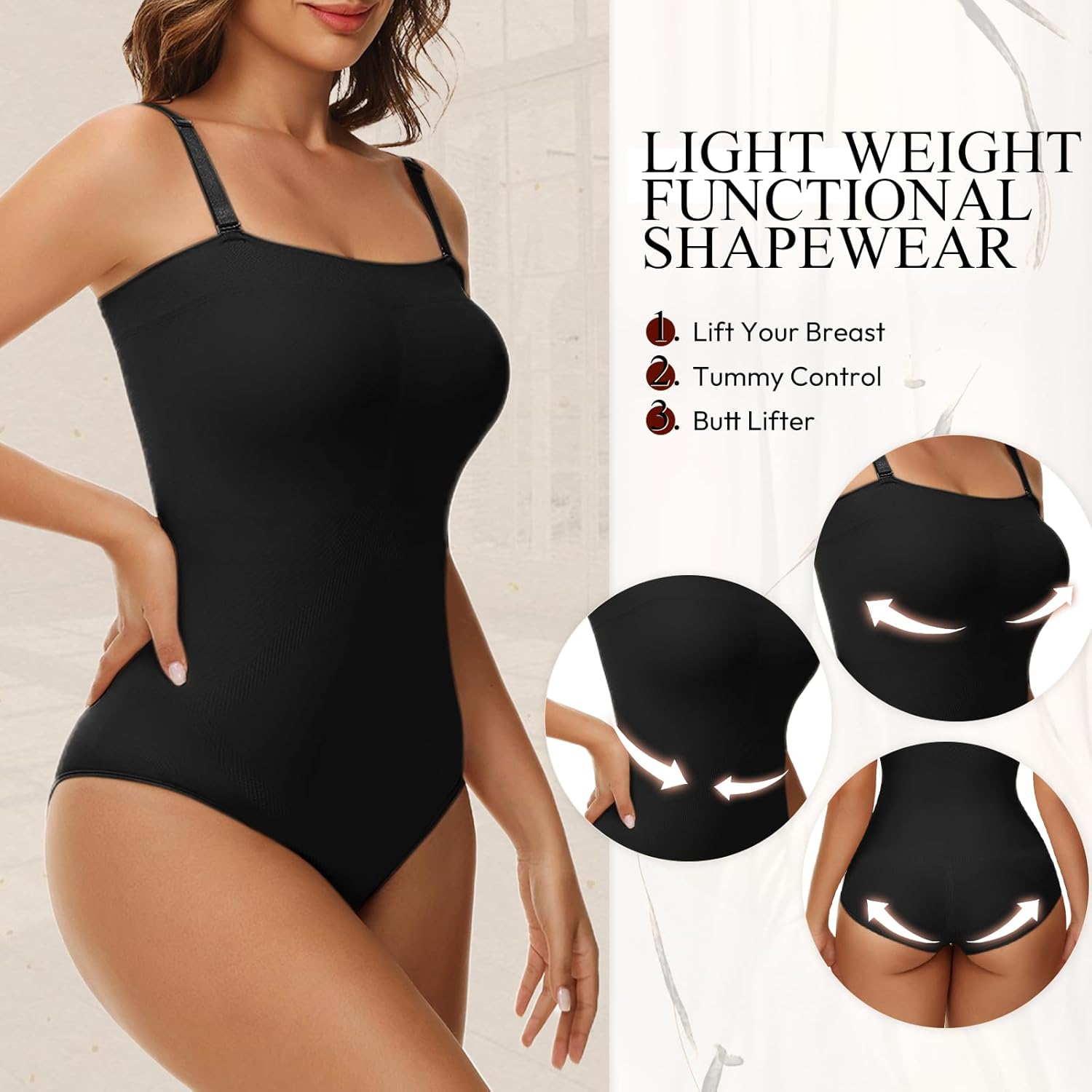 Strapless Shapewear Bodysuit for Women Thong Under Dress Bodysuit Tank Top - Image 3