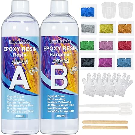 Kit Résine époxy 1L Cristalline - Coulée Sans Bulles - DIY, Bijoux, Décoration - Facile à Utiliser