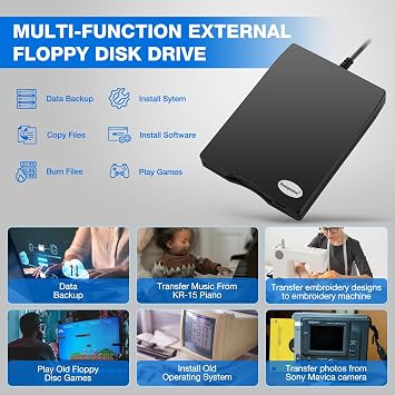 Floppy Disk Reader, 3.5 inch 1.44mb External USB Type A/C Floppy Disk Drive for PC, Laptop and Desktop Compatible with Windows 11/10/8/7/2000/XP, Not Compatible With Mac and Chrome (Frosted Texture)