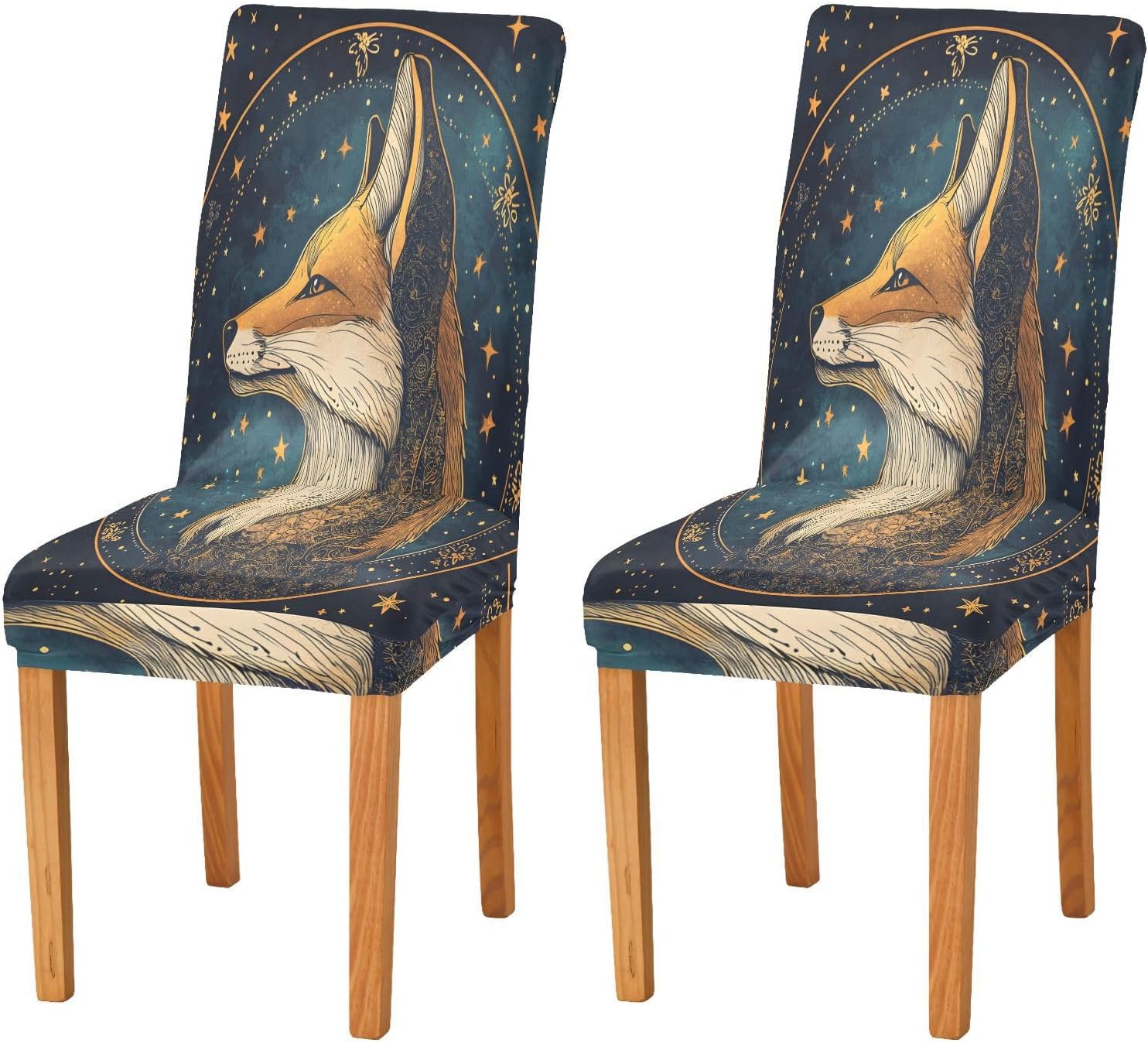 ALAZA Chair Covers for Dining Room, Fox Star Starlist Sky Stretch Chair Cover Sets Chair Protector Removable Washable for Ktichen Restaurant Hotel