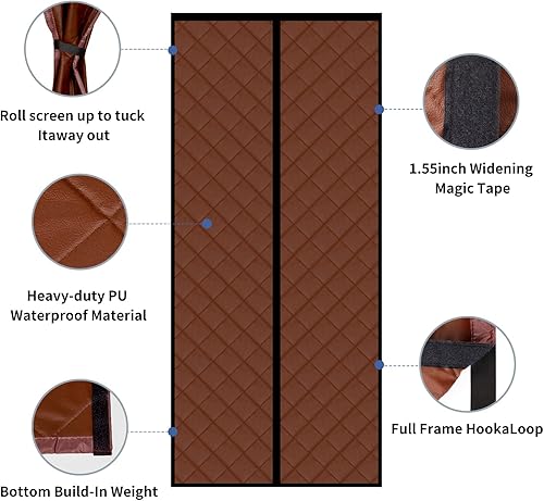 Miniatura 4 de Cortina magnética con aislamiento térmico grueso, material de poliuretano, manos libres, cierre automático, duradero, resistente al viento,