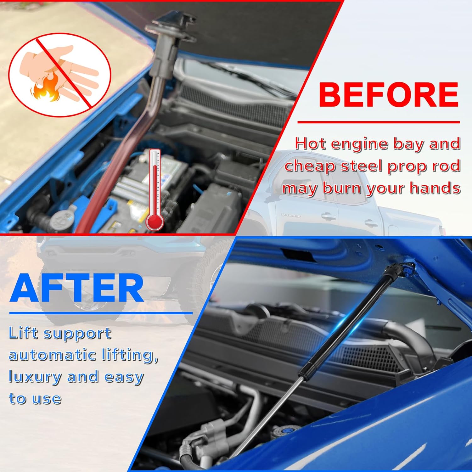 Hood Struts for Chevy Colorado/Canyon GMC 2023 2024 2025 2026 - Upgraded Hood Lift Support, No Drill Front Gas Springs Shocks | Compatible with Chevrolet Colorado Accessories