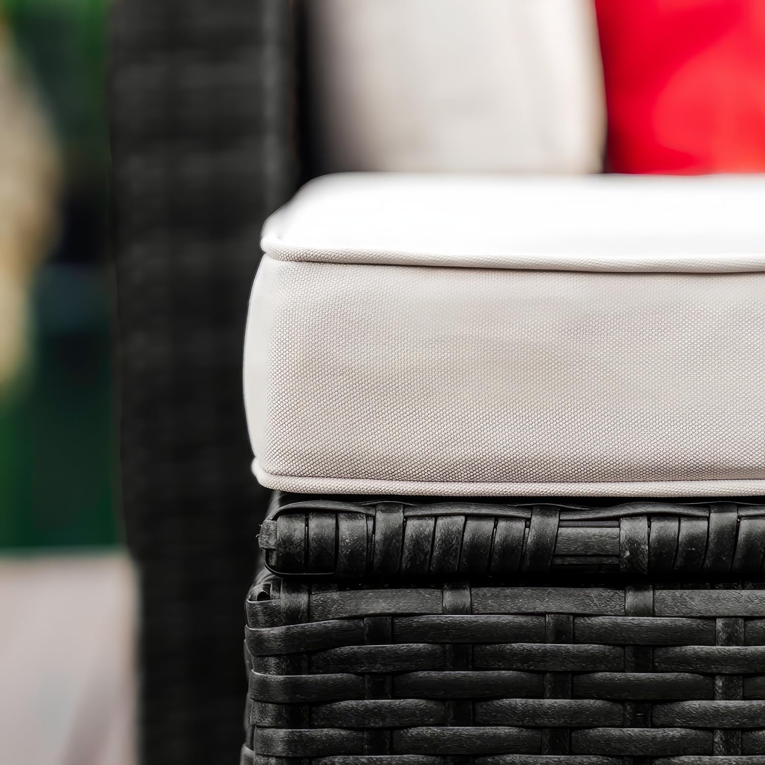 Nestl Outdoor Sectional Patio Furniture Set – 5 Piece Outdoor Patio Furniture Set with Outdoor Couch and Sectional Seating - Black with Off White Cushions, Standard