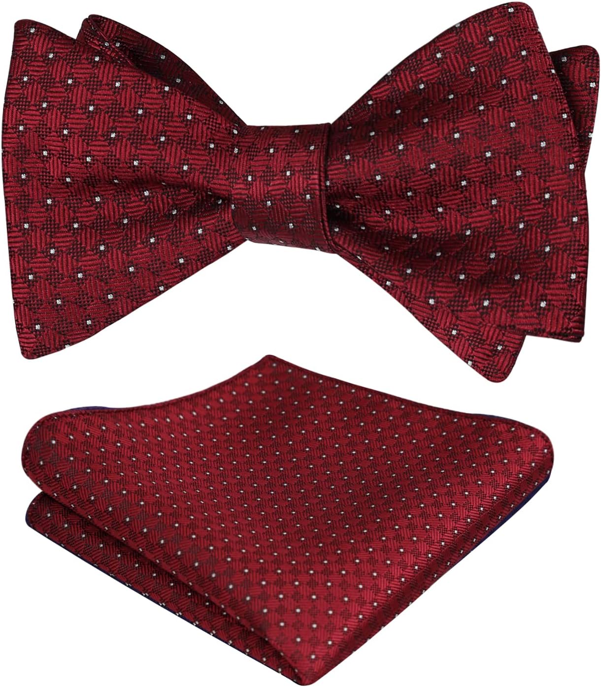 Mens 2pcs Self-tied Solid Color/Animal Pattern Bow Tie and Pocket Square Set