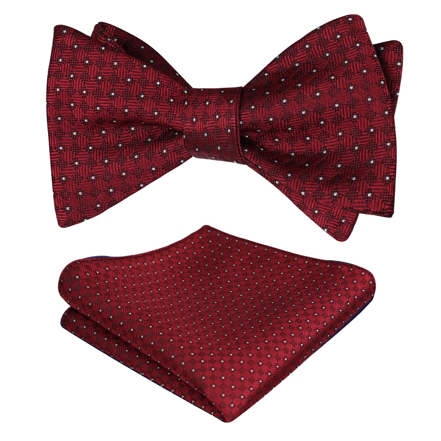 Mens 2pcs Self-tied Solid Color/Animal Pattern Bow Tie and Pocket Square Set