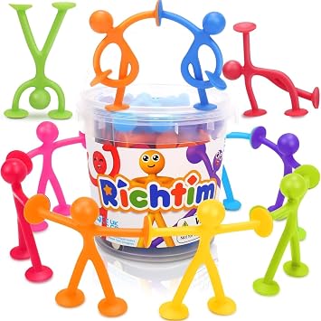 Richtim Kids Humanoid Suction Sensory Toys 24 Pack Creative Suction Toy No Hole Bath Toy - Sensory Toys for Kids Travel - Calming Down for Boys and Girls