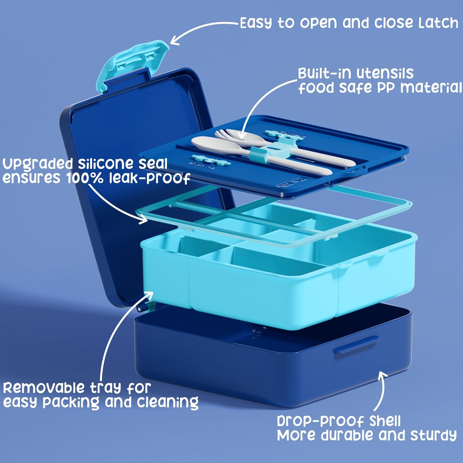 Fimibuke Kids Bento Snack Lunch Box with 4 Compartment, Insulated Bag, Stainless Steel Vacuum Thermos Food Jar, Ice Pack, Utensils Set, Birthday Gift for Age 3-12 Back to School Toddler Girl Boy - Image 4