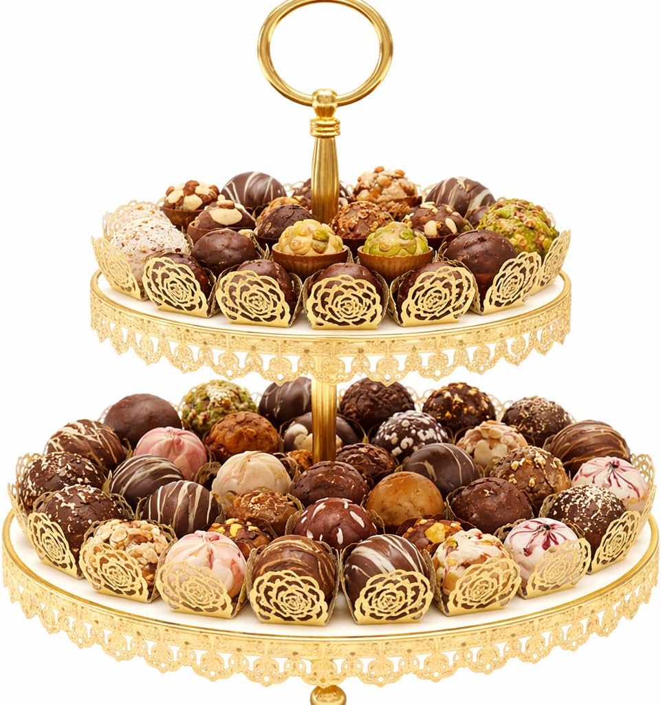 Multicolored Candy Cups Paper Chocolate Wrappers (50 Pack) Gold, Silver, Black or Blue Mini Baking Cups Truffle Liners for Candy Sugar Treats (Gold)