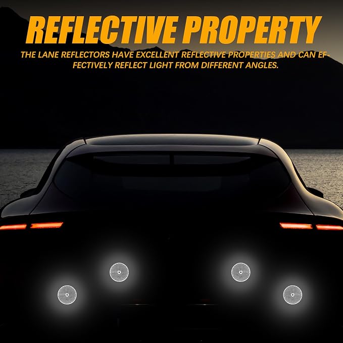 6PCS Reflectores Redondos de Seguridad para Auto Blanco miniatura 4