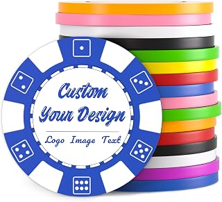100 individuelle Poker-Chips, Getränke-Chips, bedruckt mit personalisiertem Logo, Bild oder Text, doppelseitiger Vollfarbdruck, individuelle Spielsteine für Bars, Partys, Poker-Spiele