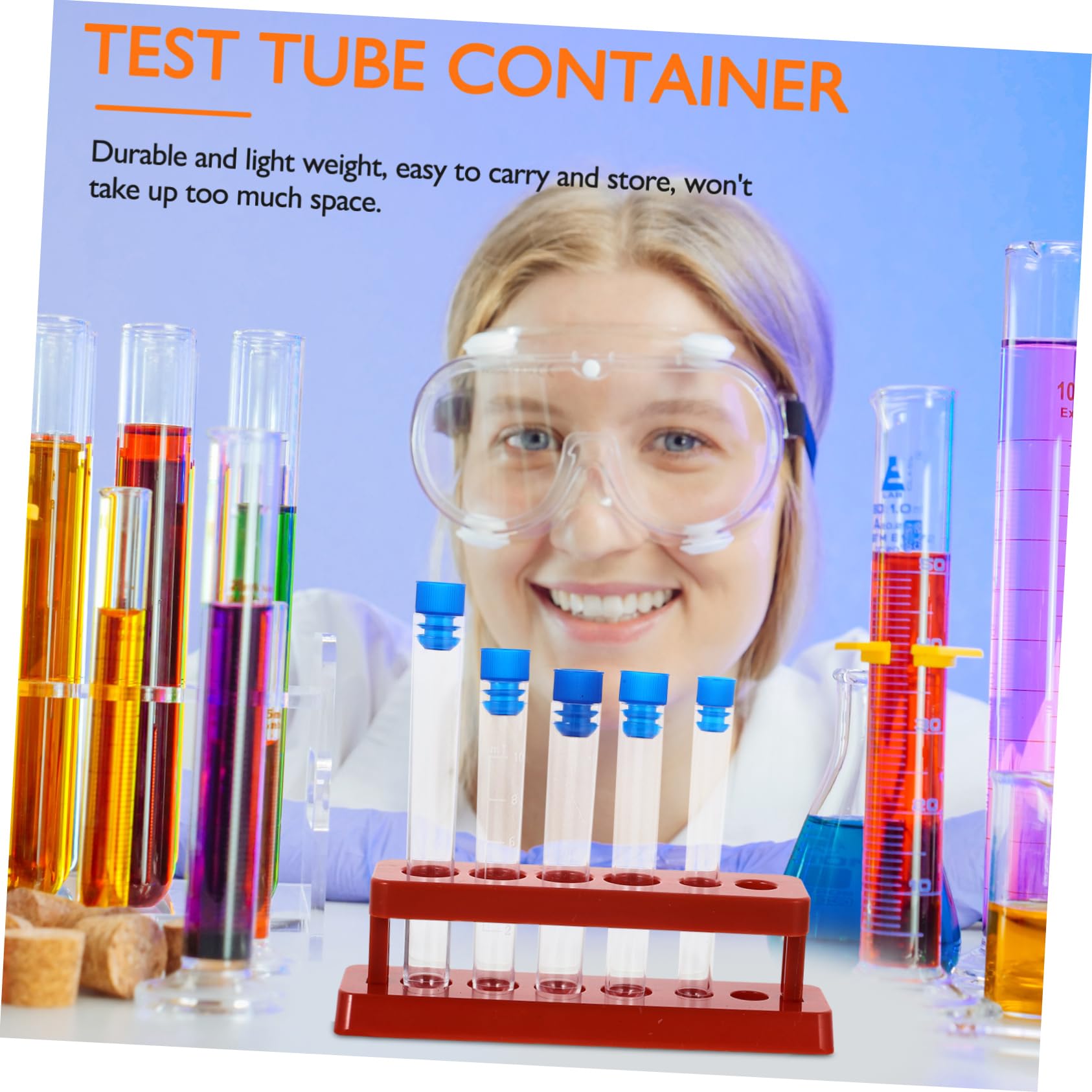 NAMOARLY Test Tube Rack Set Lid 6 Holes Plastic Stand for Science Lab Use Random