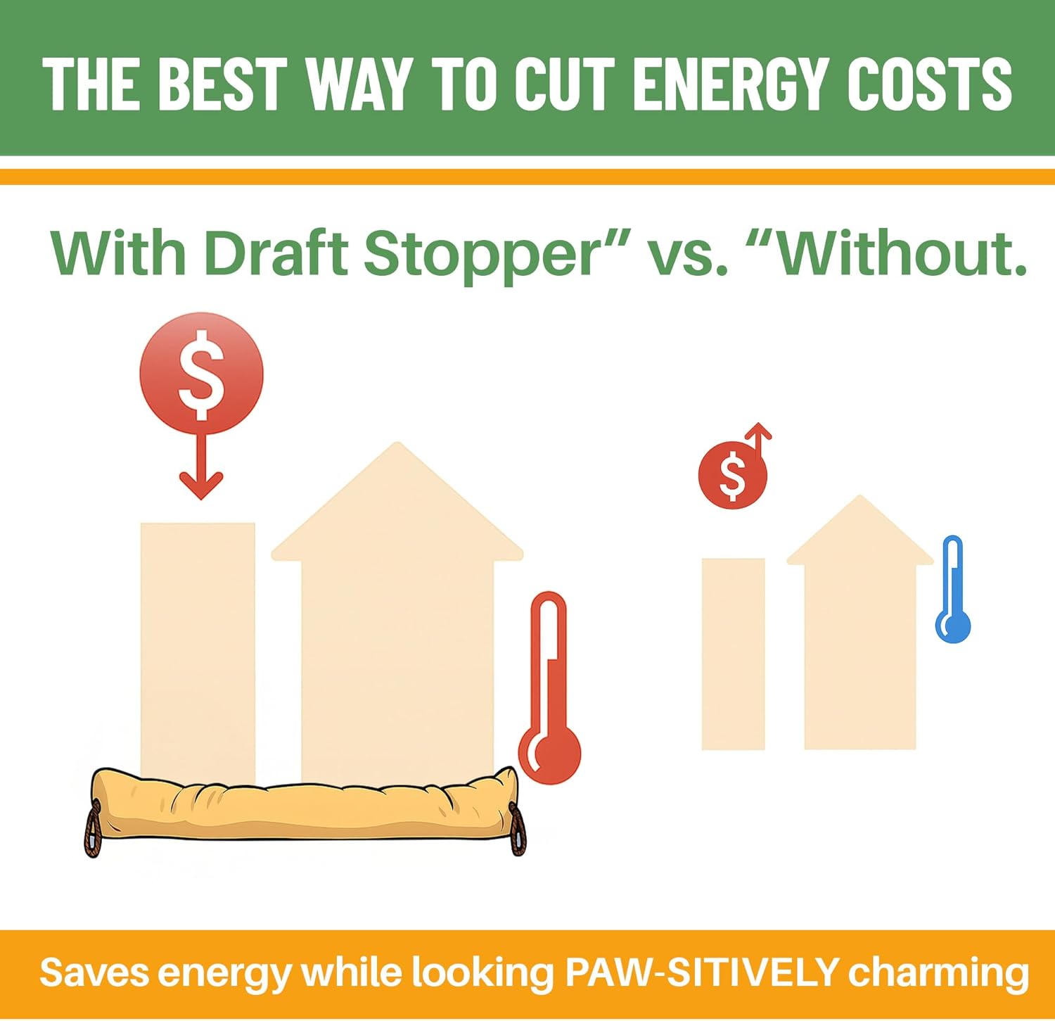 Evelots Draft Stopper - Weighted Bottom Door Wind Protector - 2 Pack - Block Cold Air, Hot Air, Noise, Dust from Under Door and Window Gaps -Hang When not in Use - Soft Felt Polyester - 36 Inch Long
