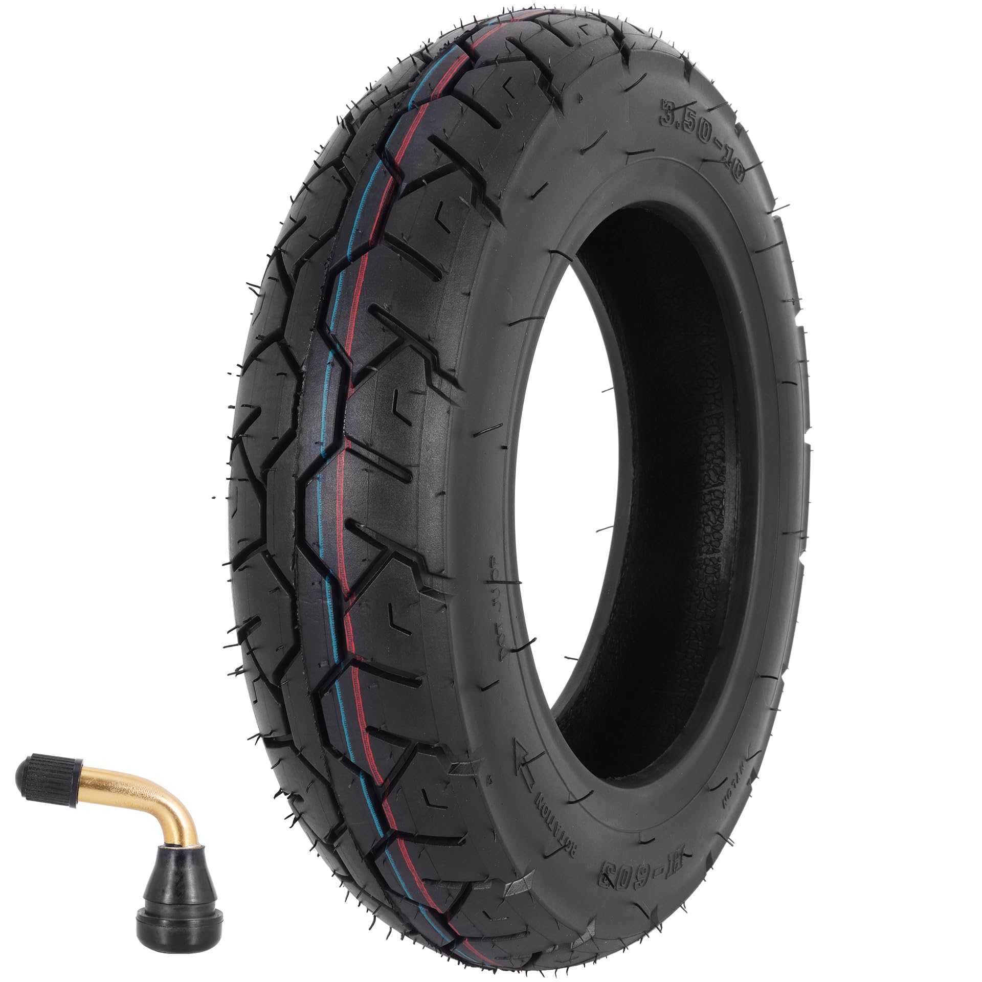 Photo 1 of WEIYINGSI 3.50-10 Scooter Tire, 3.50-10 Tubeless Tire for Scooters and Mopeds with 10 Inches Rims; 8PR 56 J; Angled Valve Stem - 1 Pack