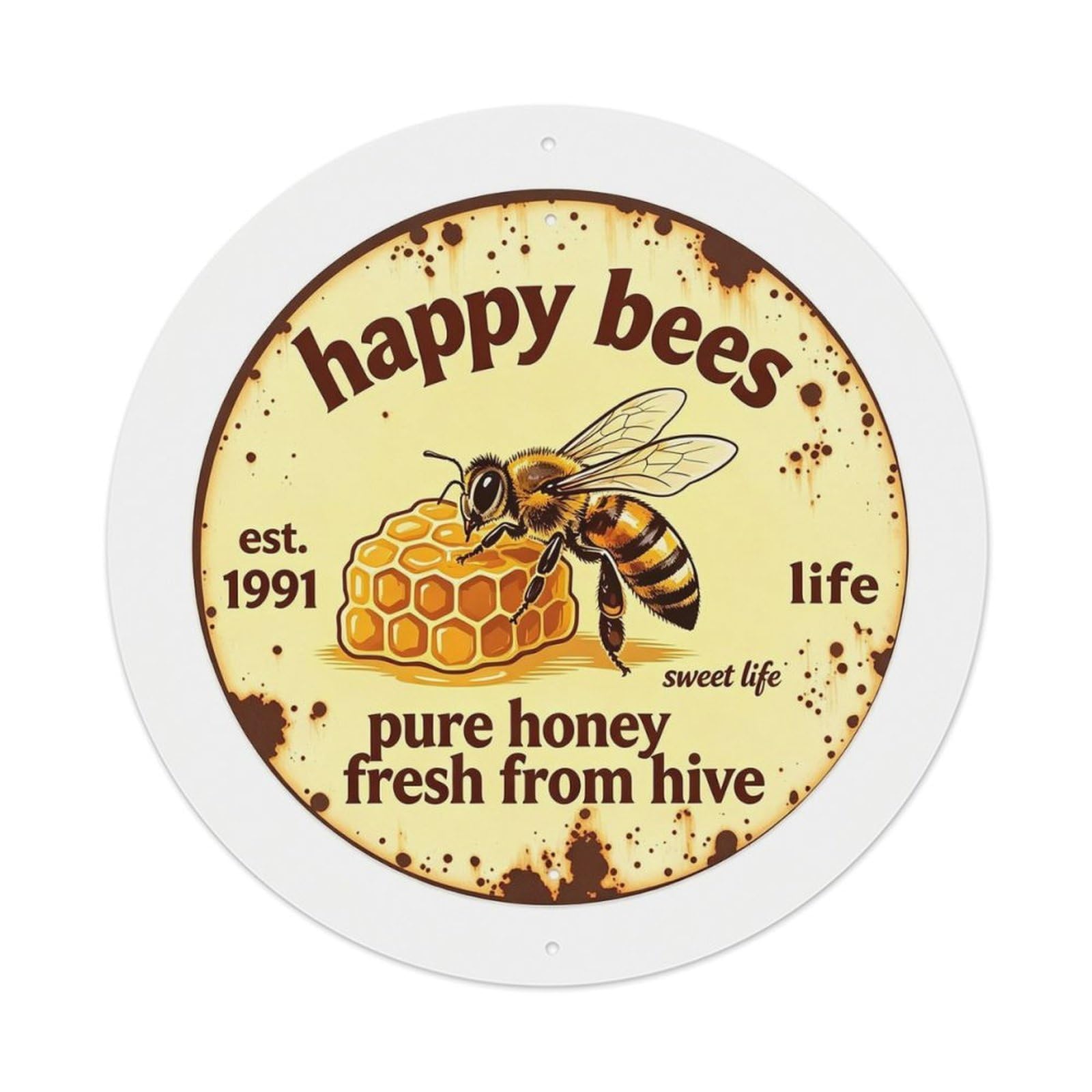 Pure Honey Fresh from Hive Metal Tin Sign Plaque