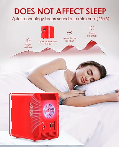 Miniatura 6 de Mini refrigerador para el cuidado de la piel 4L, enfriador y calentador, rojo