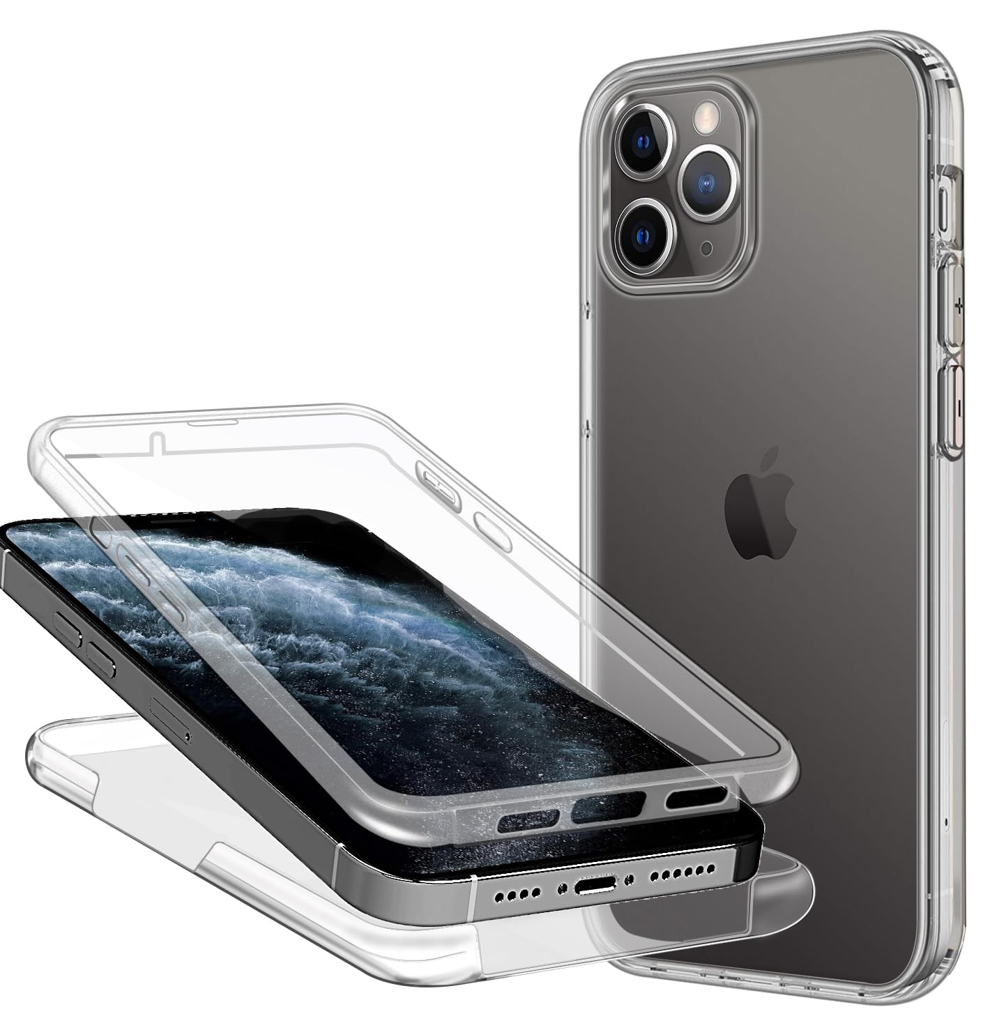 Handyhülle Für IPhone 11 – Transparente 360°-Schutzhülle, Kratzfest, Aus PC + TPU