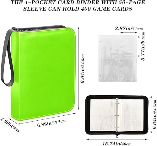 Miniatura 3 de Wine Green Card Binder in Durable PU Leather, Secure Zippered Design, Trading Card Binder Waterproof