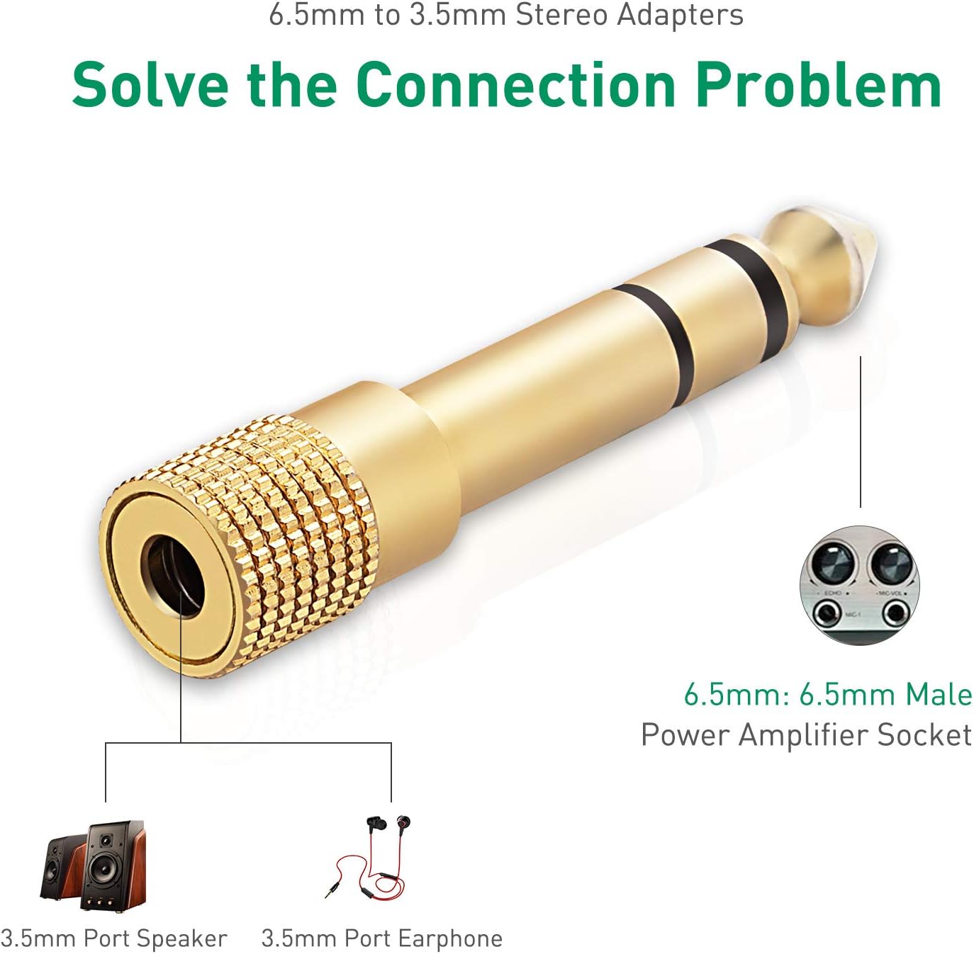 MeloAudio 6.35mm to 3.5mm Audio Jack Adapter,6.35mm (1/4 Inch) Male to 3.5mm (1/8 Inch) Female Stereo Audio Adapter for Headphone, Guitar, Digital Piano