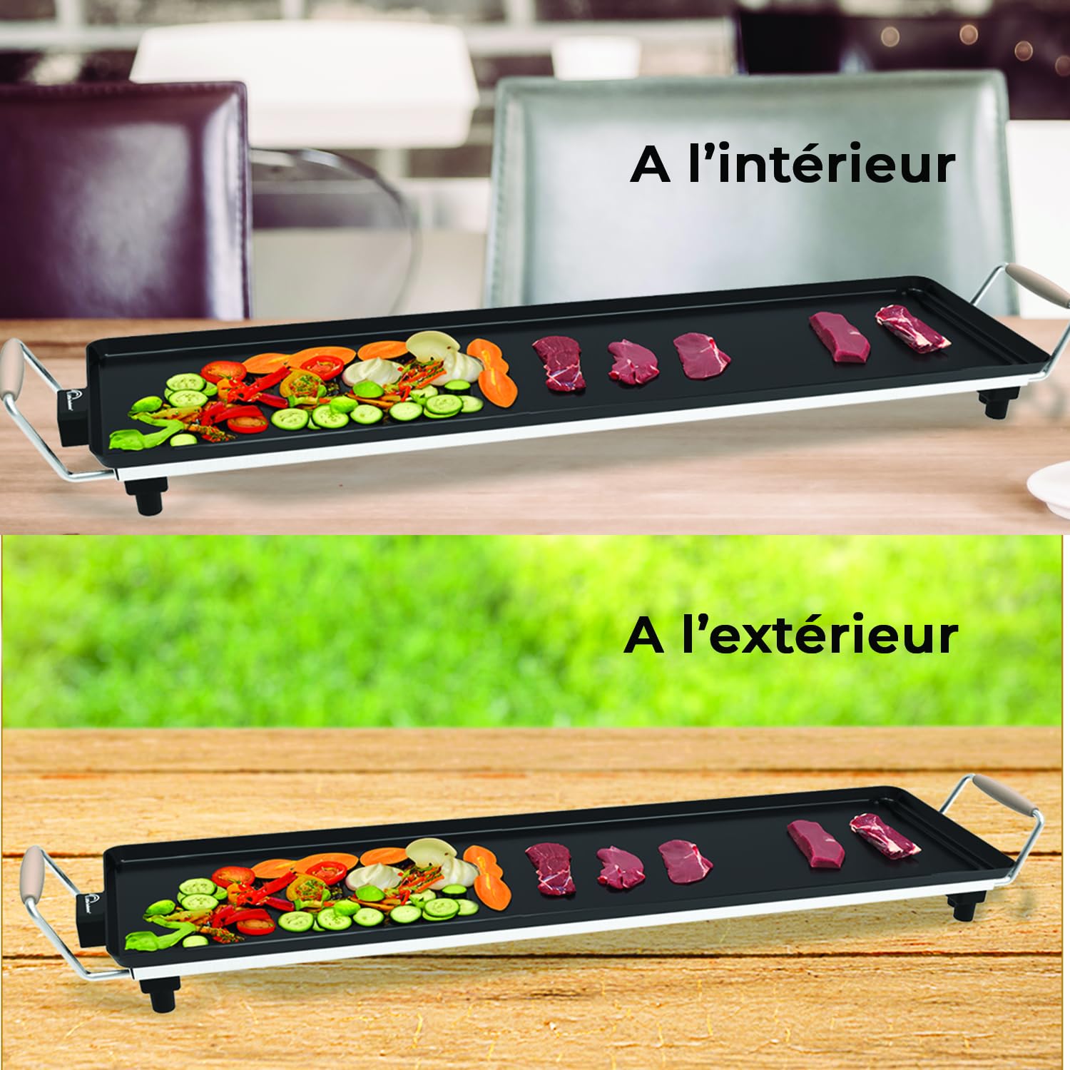 Gourmetstel Met Stenen Grillplaat - Raclette Set Voor 8 Personen Elektrische Grill 8 Pannetjes Houten Spatel