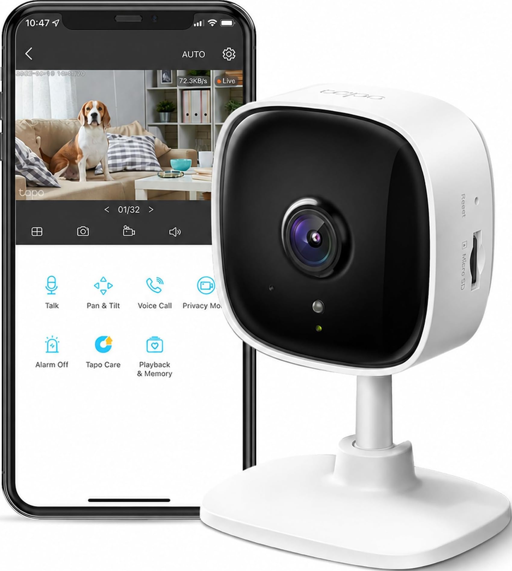 Tapo 1080P Indoor Security Camera, Baby Monitor, Dog Camera, Wired, C100 | Motion Detection, 2-Way…