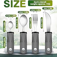 Vista 4 de Juego de 4 utensilios adaptativos para temblores de manos, Parkinson, artritis, pesado, fácil agarre, asas extra anchas - cuchillo, tenedor