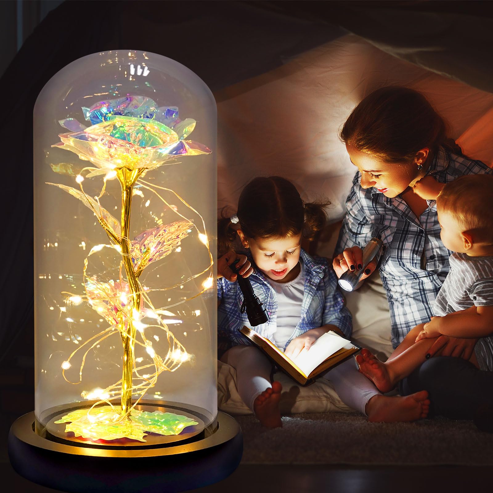 Women Rose Gift Flower Gifts for Her,Birthday Gifts for Women,Flowers Gifts for Women,Mother's Day Roses Gifts for Mom Girlfriend Wife,Crystal Rose In A Glass Dome Wife Gifts for Mother's Day