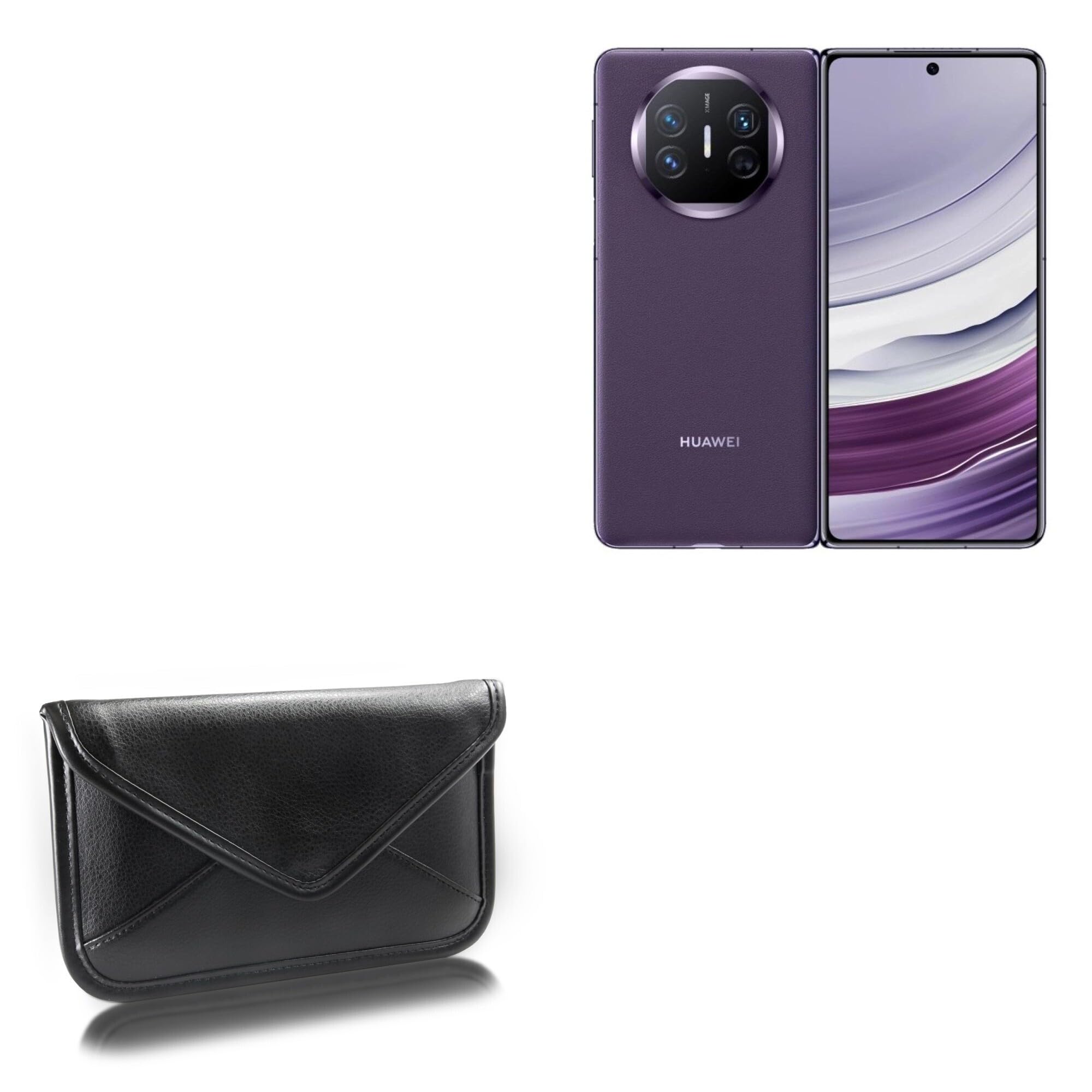 BoxWave Case Compatible with Huawei Mate X5 - Elite Leather Messenger Pouch, Synthetic Leather Cover Case Envelope Design - Jet Black