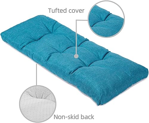 Miniatura 4 de SEKUMDAN Cojín de banco para silla de exterior, duradero, antideslizante, sobrellenado para porche, columpio, piano, sofá biplaza, muebles de