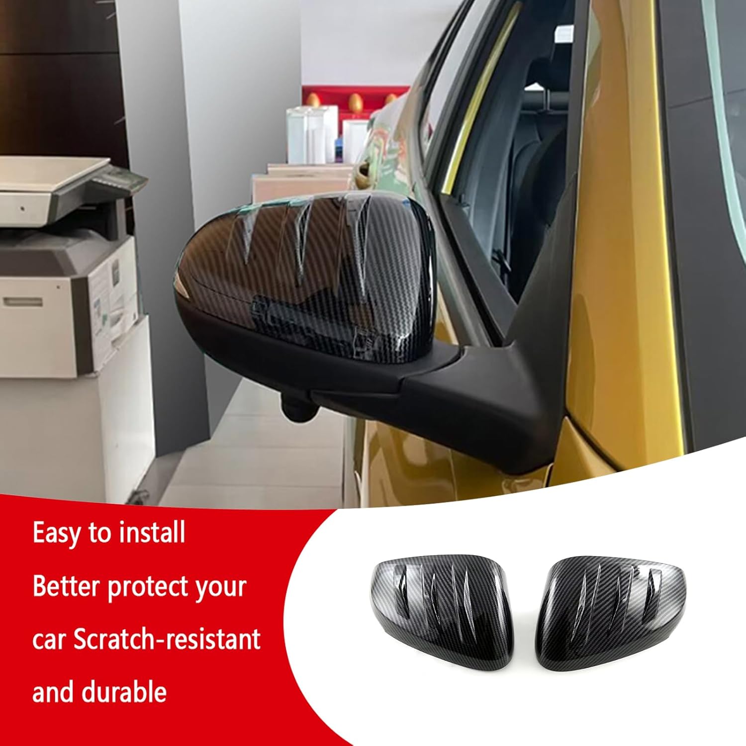 Car Accessories Rearview Mirror Cover Cap Trim Molding With strips Fit For Chevrolet TRAX 2024 2025 2026 (Carbon Fiber) 2PCS ABS