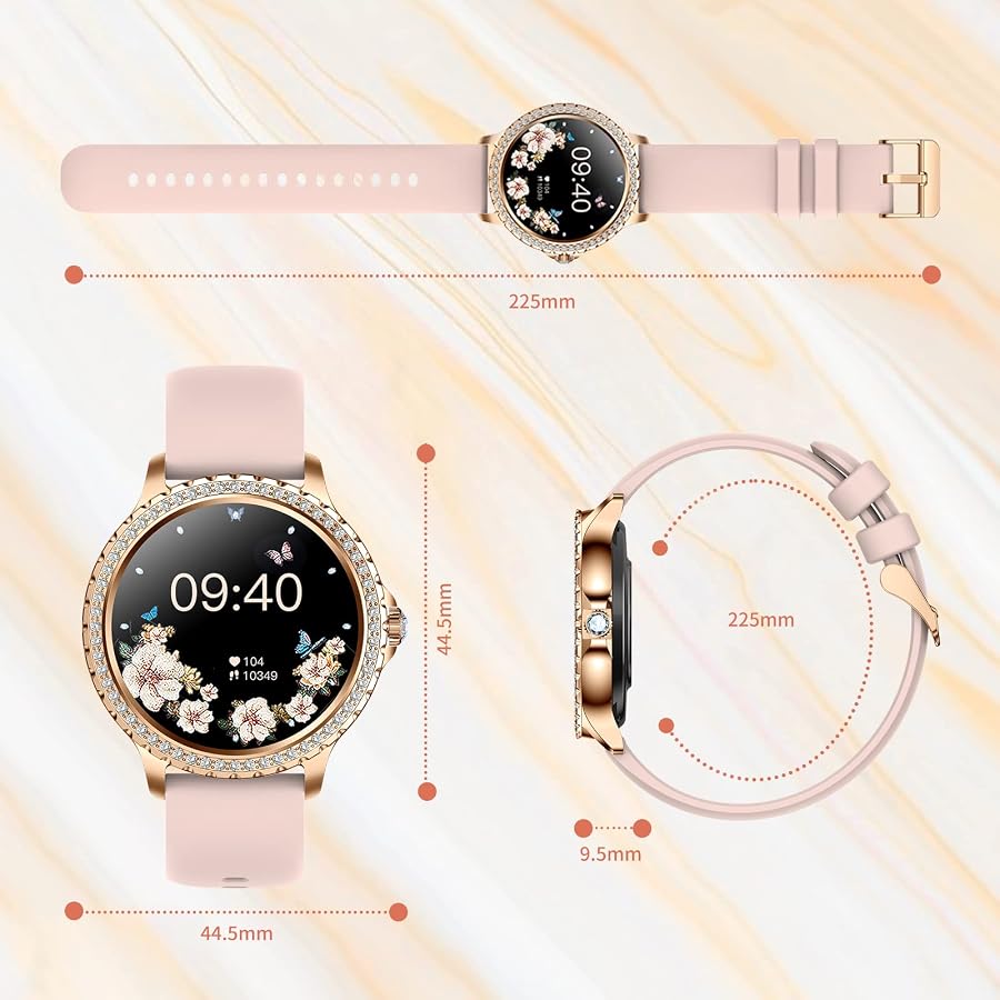 GADIXY Smart Watches for Women(Make/Answer Call) with Diamond:1.32" Fitness Tracker Watch for HR/Blood Pressure/SpO2/Sleep Monitor,Digital Running Watches for Women Android/iOS,3 Strips, image 9