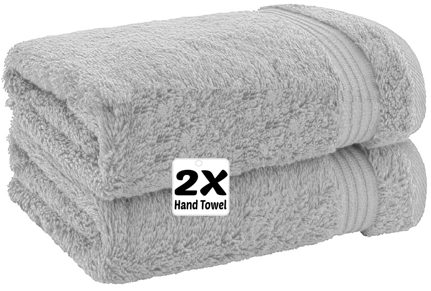 Towelbay Silver 2 X Luxury Hand Towels Set Egyptian Cotton Ultra Soft Highly Absorbent Thick 800Gsm Hotel Quality Large Towels Gym, Spa & Saloon (Silver)