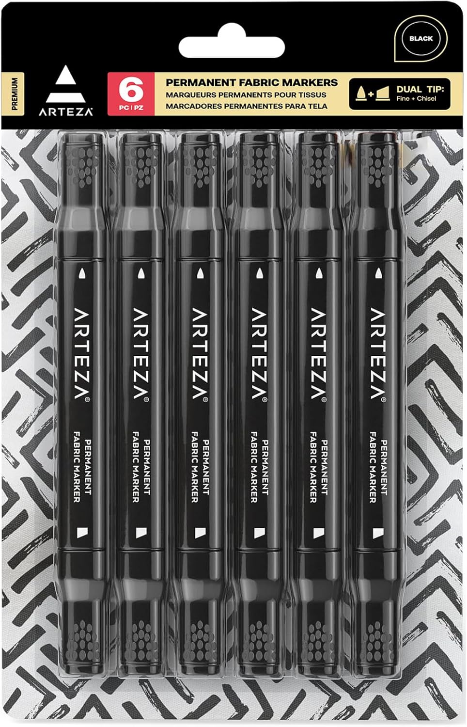 ARTEZA Black Fabric Markers Set, Set of 6, Dual-Tip Nigeria Ubuy - Main Image