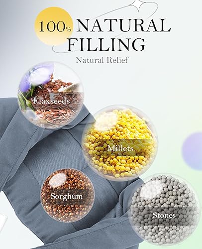 Miniatura 4 de Almohadilla térmica para microondas para cuello y hombros con asas, 33 x 5.9 pulgadas de largo, calentador de cuello, paquetes calientes húmedos