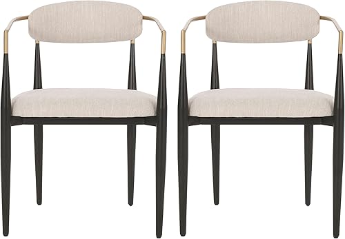 Christopher Knight Home Elmore Silla de comedor, 22.75 pulgadas de ancho x 21.75 pulgadas de profundidad x 31.5 pulgadas de alto, beige + negro + Christopher Knight Home Elmore Silla de comedor, 22.75 pulgadas de ancho x 21.75 pulgadas de profundidad x 31.5 pulgadas de alto, beige + negro +