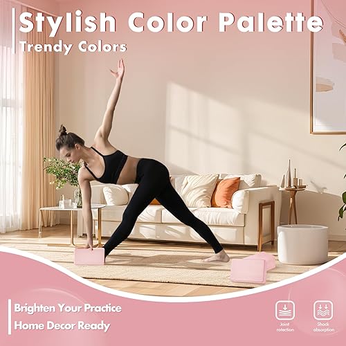 Miniatura 7 de Bloque de yoga EVA de alta densidad  Bloque duro y grueso (8.82 oz) para yoga, pilates, entrenamiento de danza  Ladrillo de ejercicio antideslizante