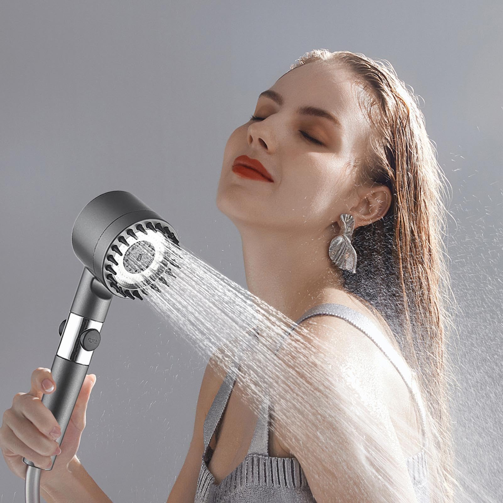 Soffione doccia ad alta pressione, soffione doccia ad alta pressione, 3 modalità di spruzzo, soffione doccia ad alta pressione, massaggio in silicone London, con per tubo