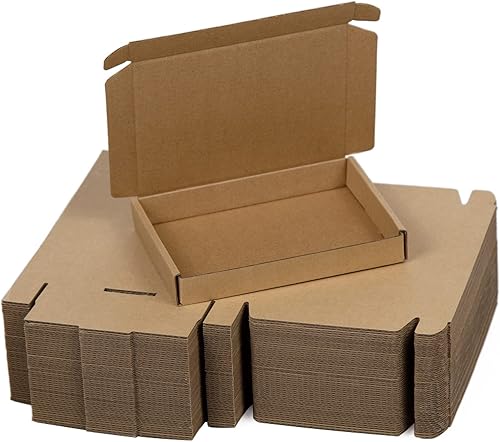 Paquete de 50 cajas de envío pequeñas de 7 x 5 x 1 pulgadas, cajas de cartón corrugado marrón, caja de embalaje de correo móvil