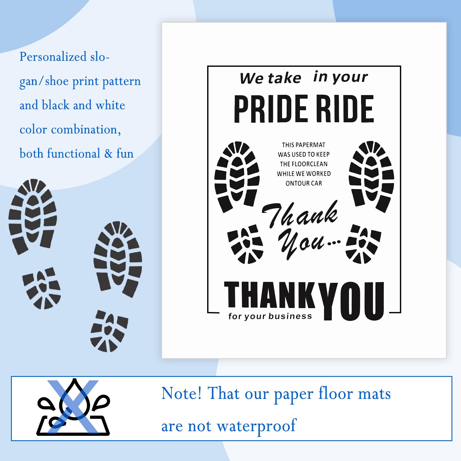 12PCS Paper Floor Mats for Cars Thickened Papers Mat for Car Detailing with Thoughtful Slogans Cute Patterns Universal — view 3