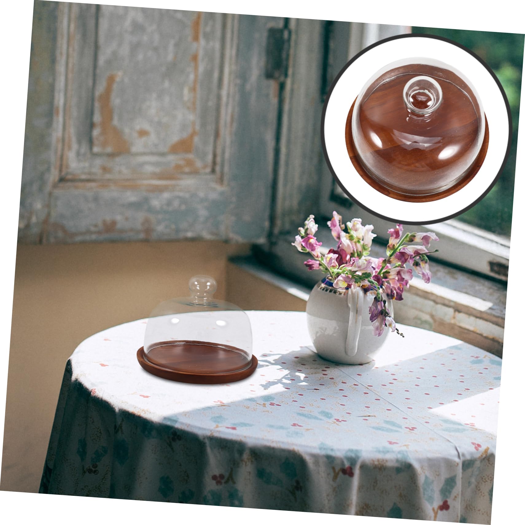 OUNONA Présentoir à Gâteaux Transparent en Bois et Verre, Plateau Café | Cupcakes et Fruits, Usage Mariage ou Bureau, 1 Pièce, Style Élégant et Délicat