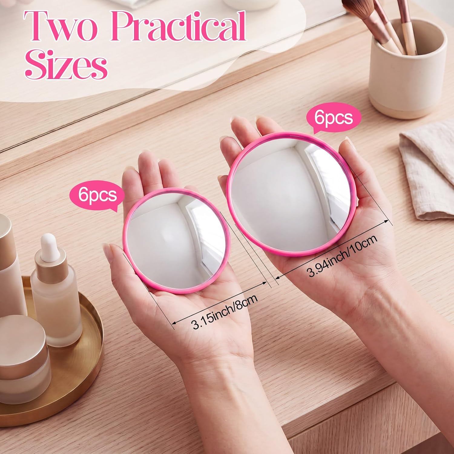Chumia 12 Pcs Convex Mirror Bulk Handheld 2.95" 3.75" Travel Selfie Small Round Convex Mirror Makeup Touch Back to School for Phone Photos Selfies Outdoor