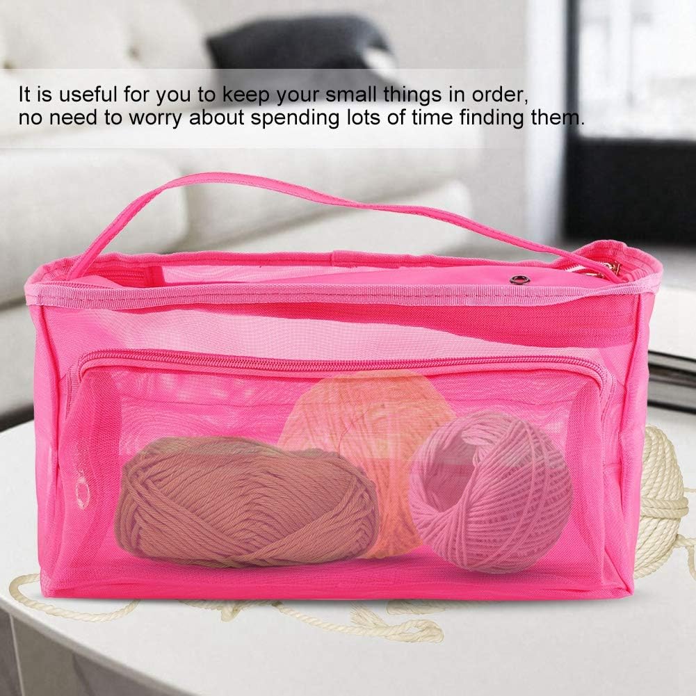 Fdit Knitting Bag Yarn Storage/Portable Tote Crochet 3 Holes Storage Bags to Yarn Prevent Tangling(Rose Red)