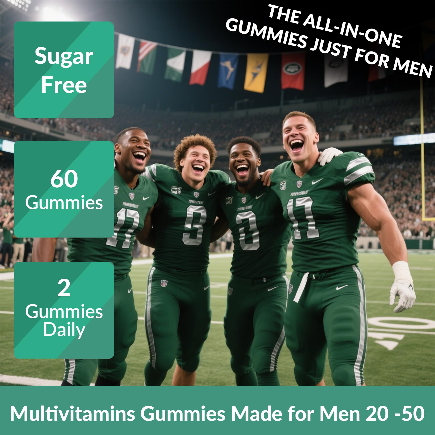 2 Pack Mens Multivitamins Gummies- Methylated Multivitamin for Men with COQ 10, Vegan Omega 3, Vitamins A C E D3 K2 B6 B12 B1 B2, Daily Mens Vitamins for Energy, Immunity, Sugar Free, 120 count — Amazon image 4