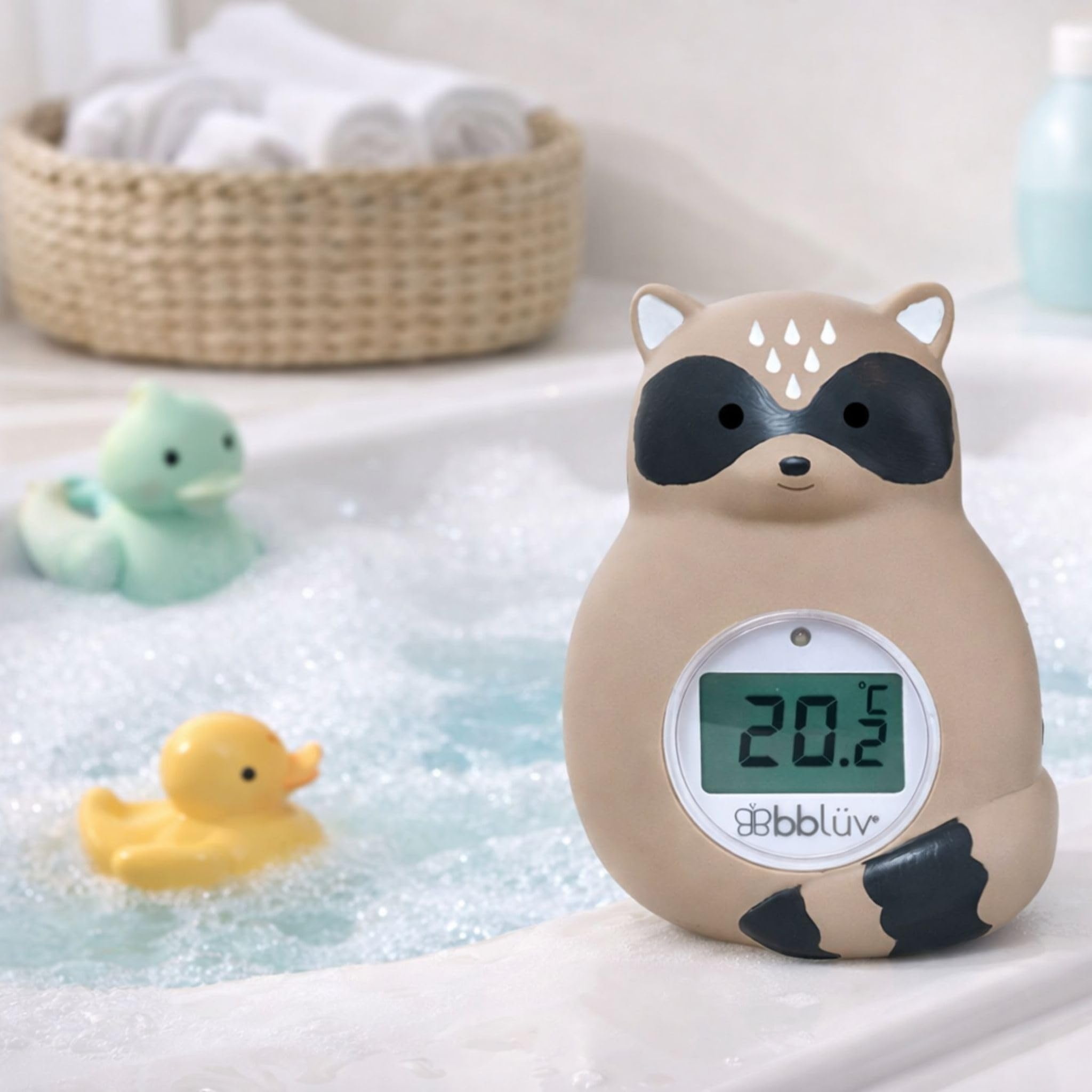 bblüv Raku - 3-in-1 - Baby Bath Thermometer °C/°F - Floating Water & Room Thermometer - Infant Baby Bath Essentials