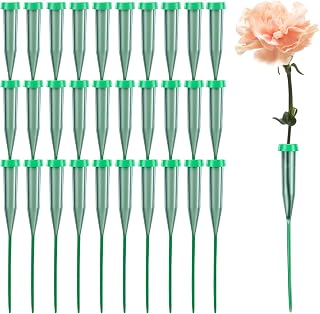30 Pcs Floral Water Tube, 5.71 Inch Flower Stem Water Tubes Flower Arrangements Supplies Plastic Single Flowers Water Tube with Caps Floral Vials for Fresh Flowers Florist Supplies, Green