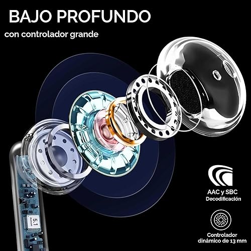 Miniatura 5 de Auriculares inalámbricos DRQQ Auriculares Bluetooth Auriculares inalámbricos IPX5 Auriculares impermeables Auriculares con cancelación de ruido