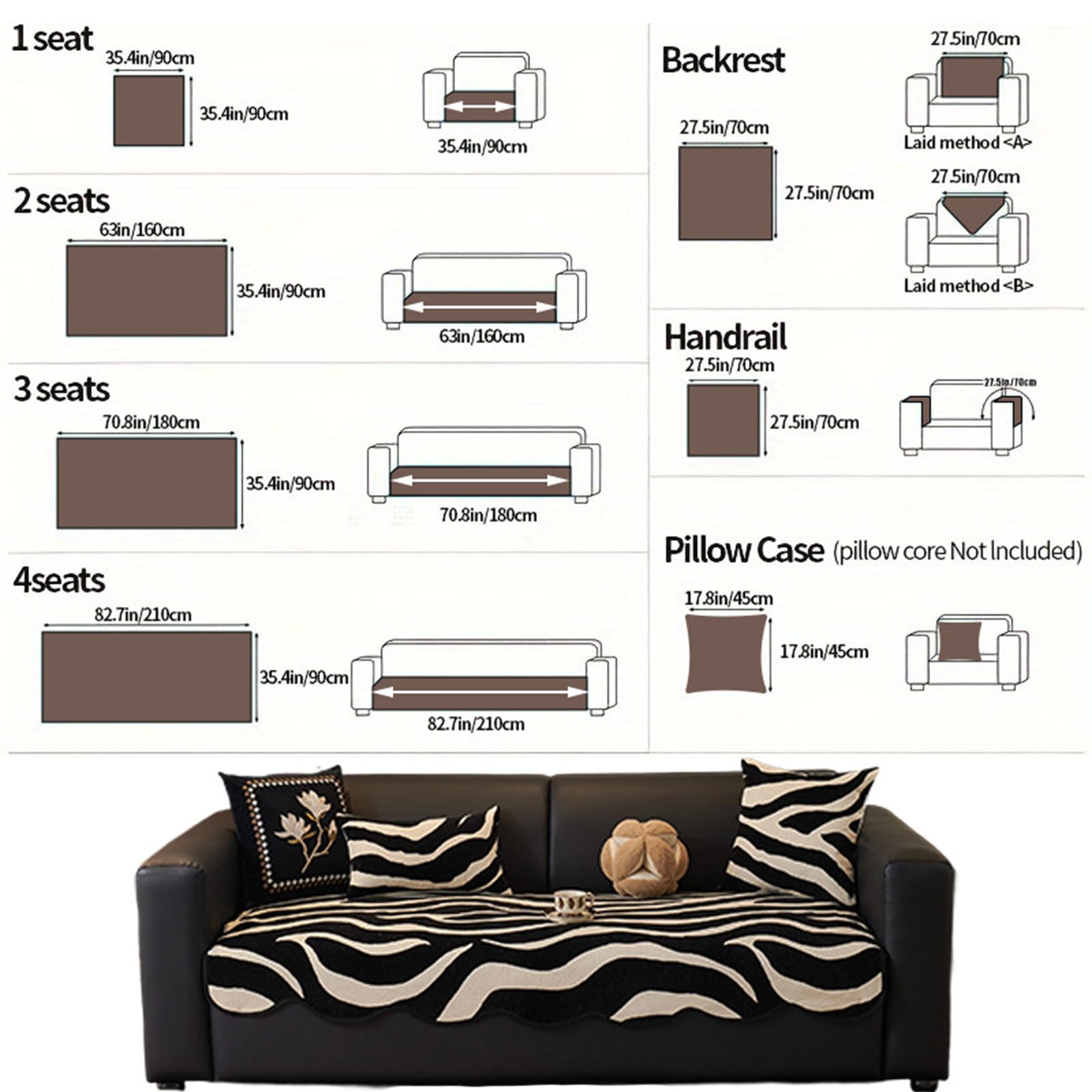 Housse de protection de meubles en tissu chenille doux pour la peau avec barrière anti-déversement pour canapé de type L 1/2/3/4 places